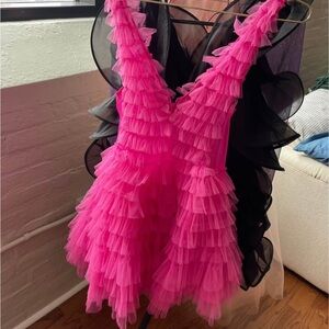 AKIRA Pink Ruffled Mini Dress